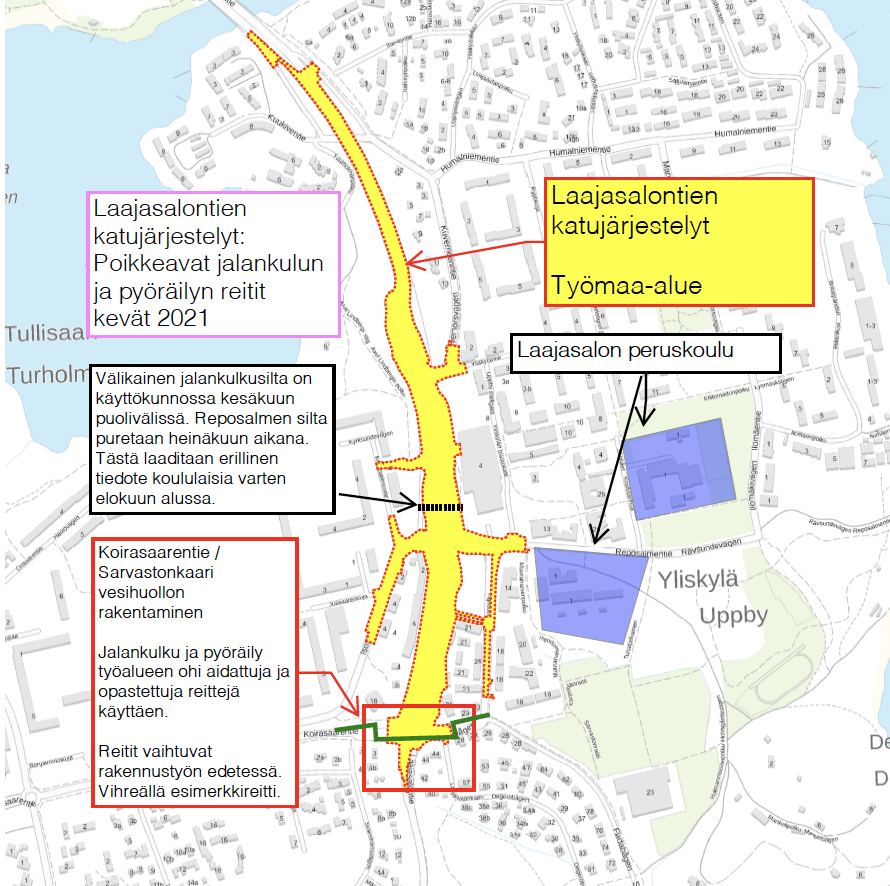 Koululle 14042021 Kartta autoja tiellä